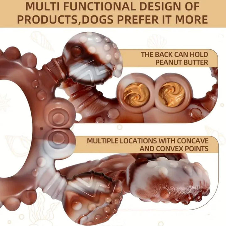 Durable Beef-Flavored Crab-Shaped Dog Chew Toy Brown