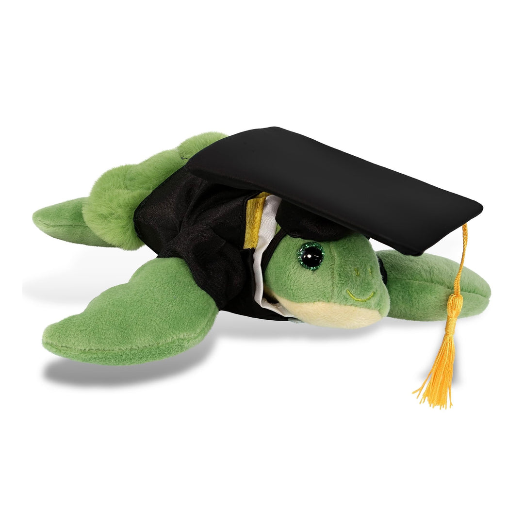 Green Sea Turtle Graduation Plush with Gown and Cap 6.5 Inches Polyester