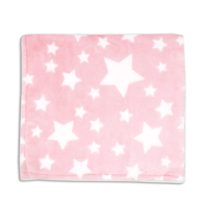 3 Stories Trading Co Plush Fleece Star Print Baby Blanket Pink