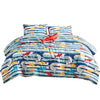 Blue Sharks Fish Sea Life Kids Comforter Set Embroidery Soft Bedding