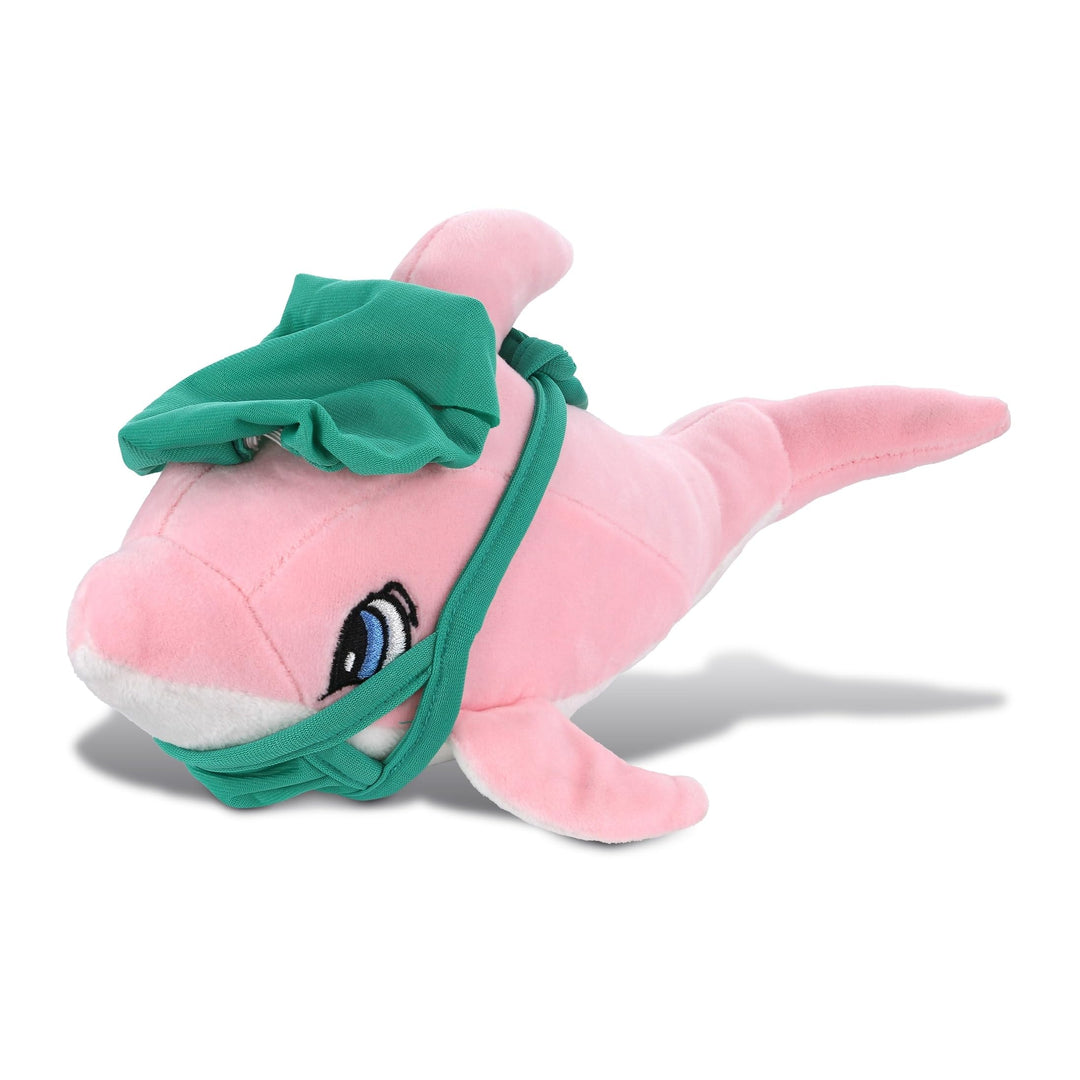 Pink Dolphin Doctor Plush with Cute Scrub Cap and Mask Outfit 12 Inches Green Polyester