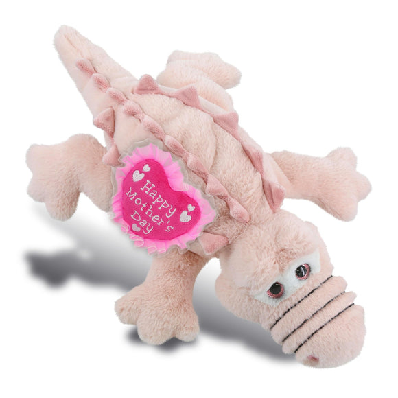 Soft Plush Pink Alligator Large with Heart 17 Inches Polyester