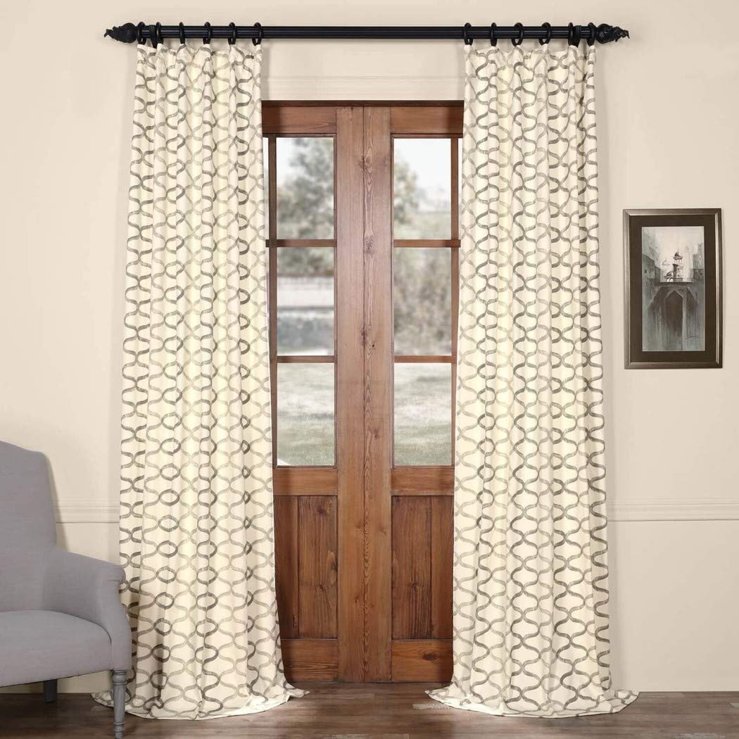 108 Inch Girls Silver Grey Color Floral Printed Curtain Single Panel, Grey Color Window Drapes, Kids Themed Flower Pattern Energy Efficient Lined Rod Pocket Playful Luxurious, Cotton
