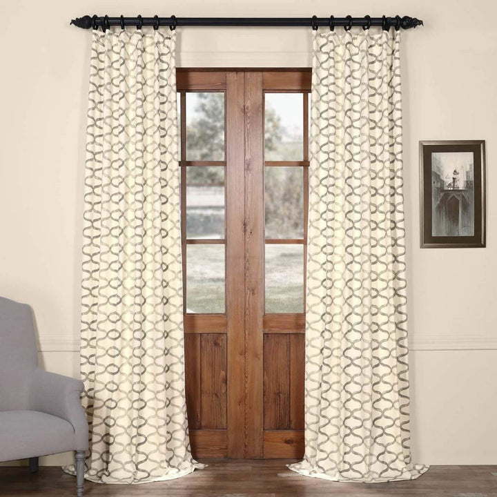 108 Inch Girls Silver Grey Color Floral Printed Curtain Single Panel, Grey Color Window Drapes, Kids Themed Flower Pattern Energy Efficient Lined Rod Pocket Playful Luxurious, Cotton