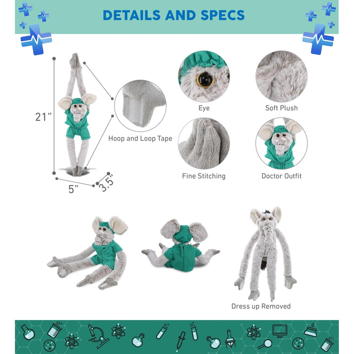 Long Arms Elephant Doctor Plush with Cute Scrub Uniform Cap 21