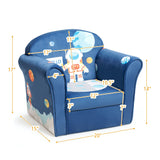 Fashion Upholstered Children Armrest Sofa W/Astronaut Pattern Blue