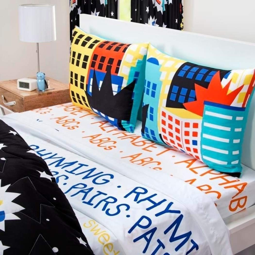 Kids City Scape Geometric Comforter Set Bold Colorful