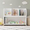 Kids Bookcase with 4 Compartments Storage Bookshelf Organizer White Modern Contemporary Wood Finish