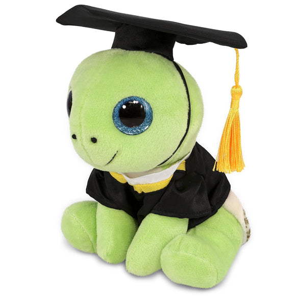 Sparkle Eyes Green Sea Turtle Graduation Plush W/Gown and Cap 10 Inches Black Polyester