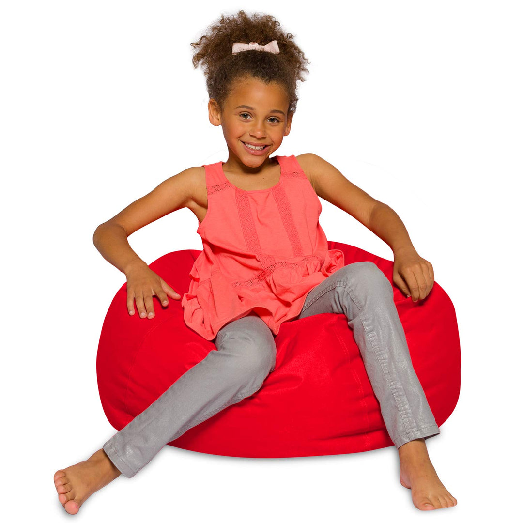 Posh Creations Bean Bag Chair for Kids, Teens, and Adults Includes Removable and Machine Washable Cover, Solid Red, 27in - Medium