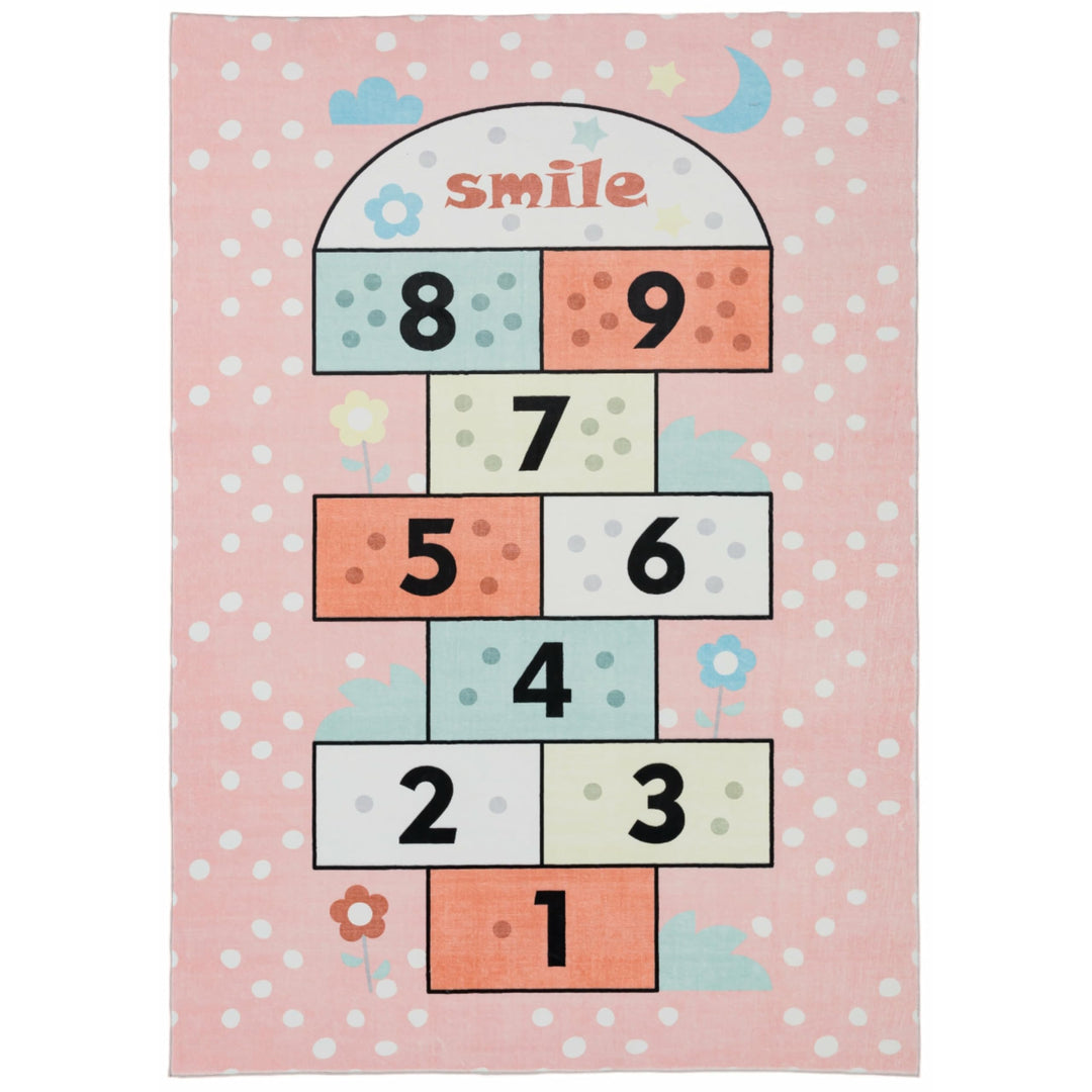 Kids Collection Pink Playful Numbers Design Rug 5'x'7' 5" X 7" Graphic