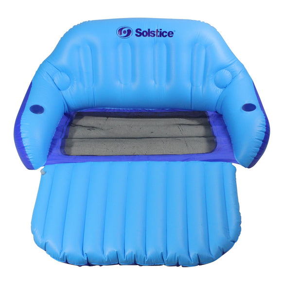 72-inch Inflatable Blue Love Seat Swimming Pool Float with Convertible Foot Rest 72