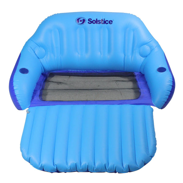 72-inch Inflatable Blue Love Seat Swimming Pool Float with Convertible Foot Rest 72" Plastic