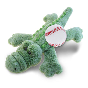 Alligator Large Stuffed Animal with Baseball Plush 16.5 Inches Green White Polyester