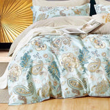 Queen Cotton Bed Set Baby Blue Paisley Modern