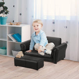 Kids Sofa Set with Footstool for Toddlers Black Modern Contemporary