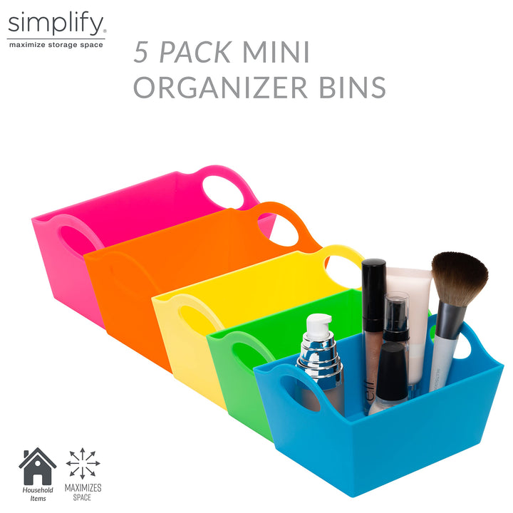 Simplify Neon 5 Pack Mini Storage Containers Bins Drawer ffice