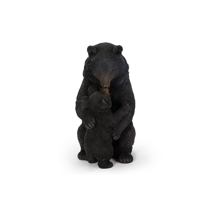 Cuddling Mother and Baby Bear Garden Statue Black