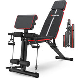 Weight Bench Adjustable Foldable 7 Positions Capacity Full Body Workout 49.4" X 21" 50.4" Black