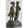 First Kiss Love Romance Children Bronze Sculpture Figure On Heart