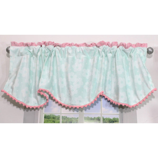 Aqua Pink Wings Window Valance Blue Polyester