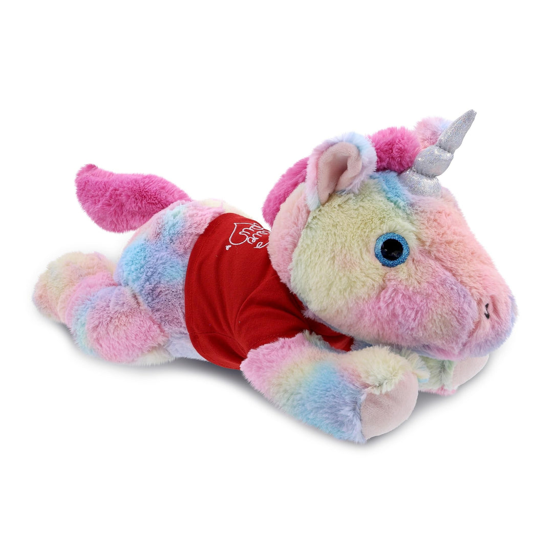 I Love You Lying Rainbow Unicorn Plush with Red Shirt 16 Inches Multi Color Polyester