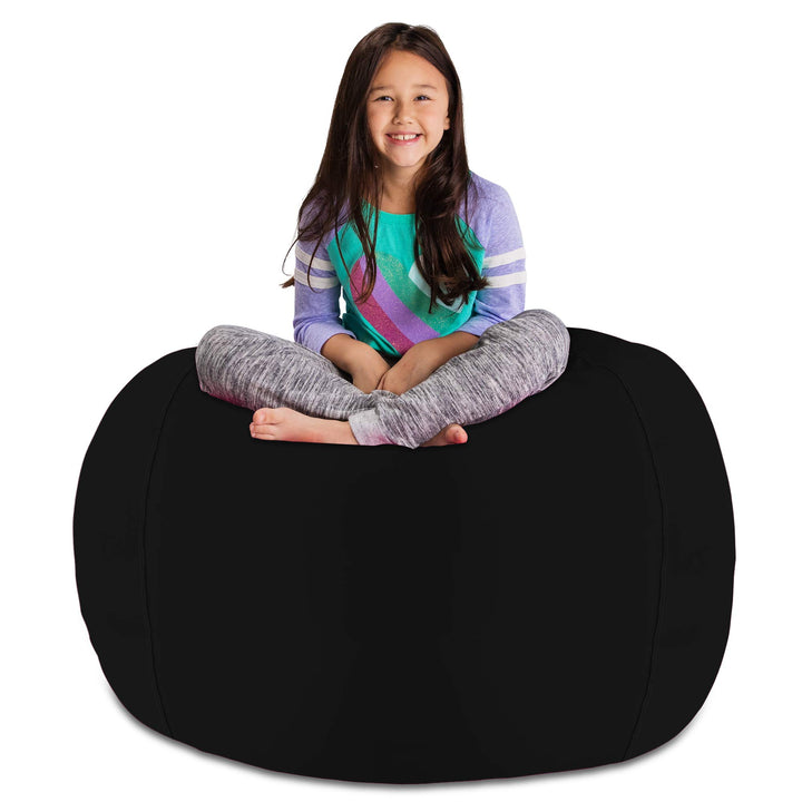 Posh Stuffable Kids Stuffed Animal Storage Bean Bag Chair Cover - Childrens Toy Organizer, X-Large 48" - Solid Black