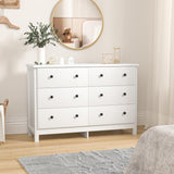 White Dresser for Bedroom Modern 6 Drawer Kids Room Wide Chest of with