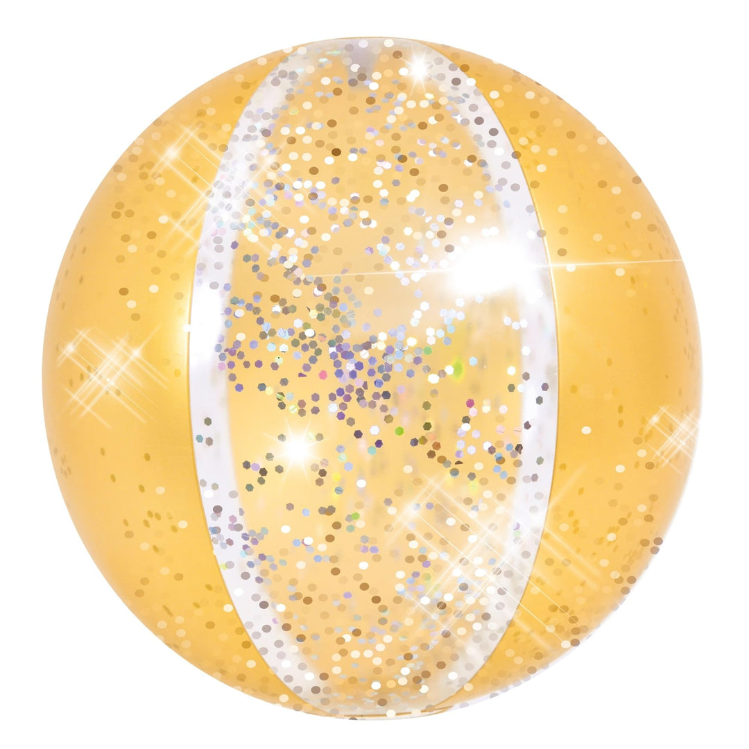 16" Yellow Glitter Inflatable Beach Ball Plastic