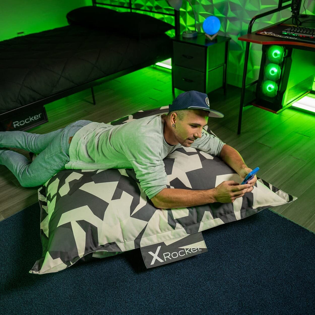 X Rocker XL Gaming Floor Mat Bean Bag Gray Camo Grey Pattern