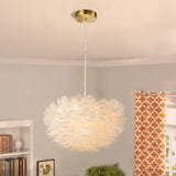 3-Light Modern Romantic White Feather andelier Dimmable Globe for