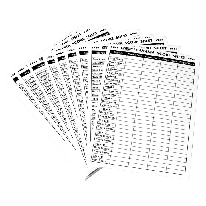 7"x5" Score Pads Card Game Sheet with Instructions Trick Values White