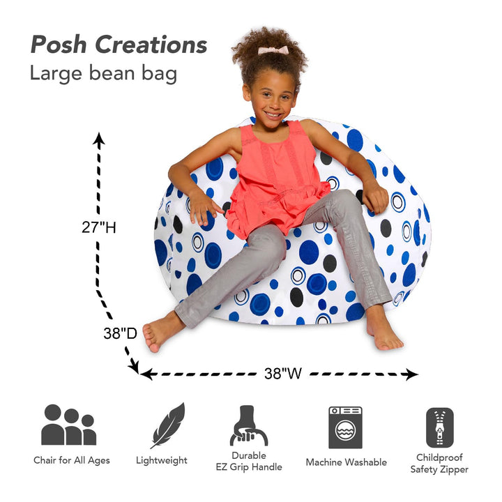 Posh Beanbags Bean Bag Chair Large-38in Canvas Birds