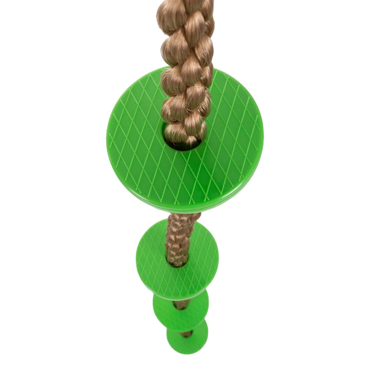 Green e Climbing Rope For Kids with Foot Hold Platforms Knotted