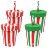 Silipint: Silicone Kids 8oz Straw Tumblers: 4 Pack (2) Peppermint Poinsettia Stocking Stuffer Multi Color Plastic