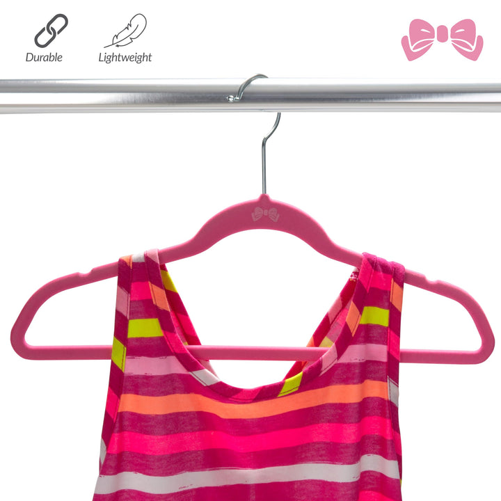 Simplify 100 Pack Kids Velvet Hangers | Slim | Non-Slip Design | Space