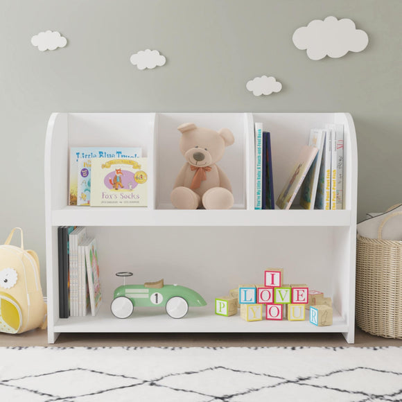 Kids Bookshelves/Storage Display with 4 Compartments White Modern Contemporary MDF Painted