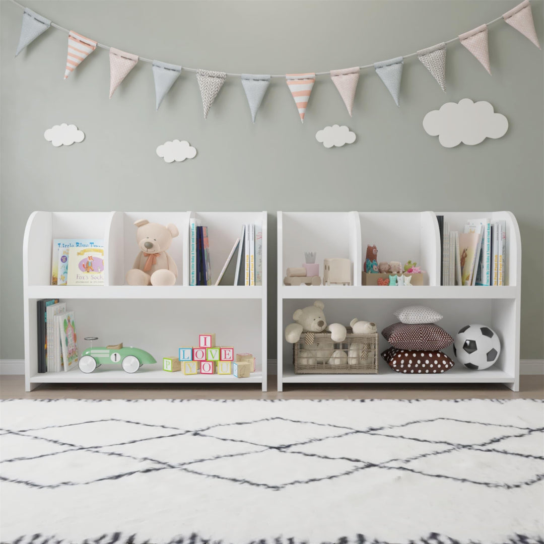 Kids Bookcase with 4 Compartments Storage Bookshelf Organizer White