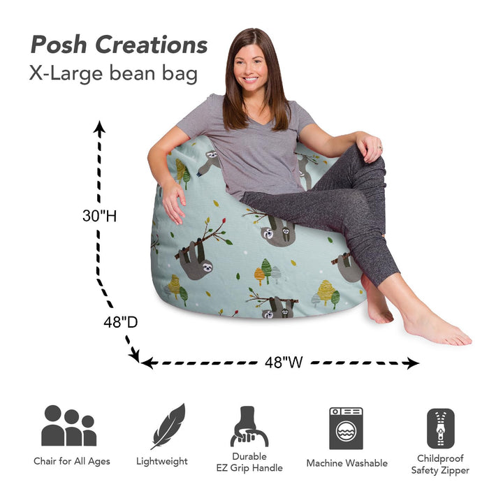 Posh Beanbags Bean Bag Chair Large-38in Canvas Birds