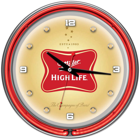 High Life 14 Inch Neon Wall Clock Metal Plastic