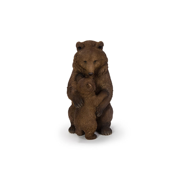 Cuddling Mother and Baby Bear Garden Statue Brown