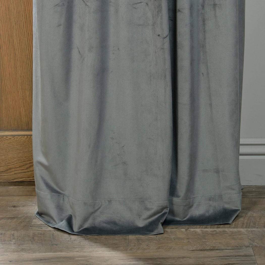 Exclusive Fabrics Natural Grey Velvet Blackout Curtain (1 Panel)