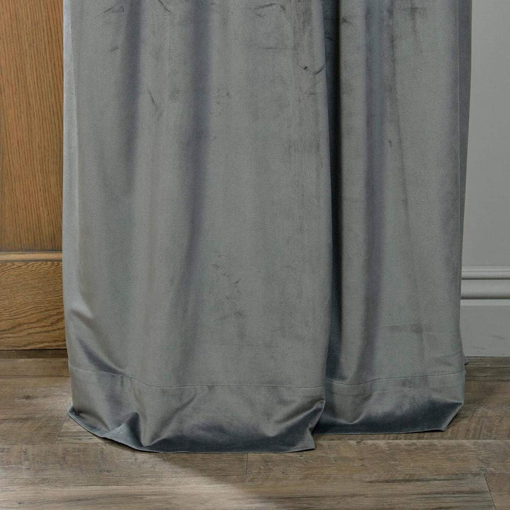 Exclusive Fabrics Natural Grey Velvet Blackout Curtain (1 Panel)