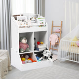 White and Toy Storage Wood Organizer for Toddler Modern Contemporary MDF