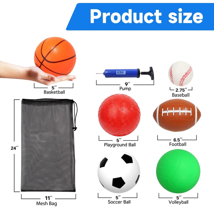 Set of 6 Mini Sports Balls Soccer Ball Basketball Volleyball