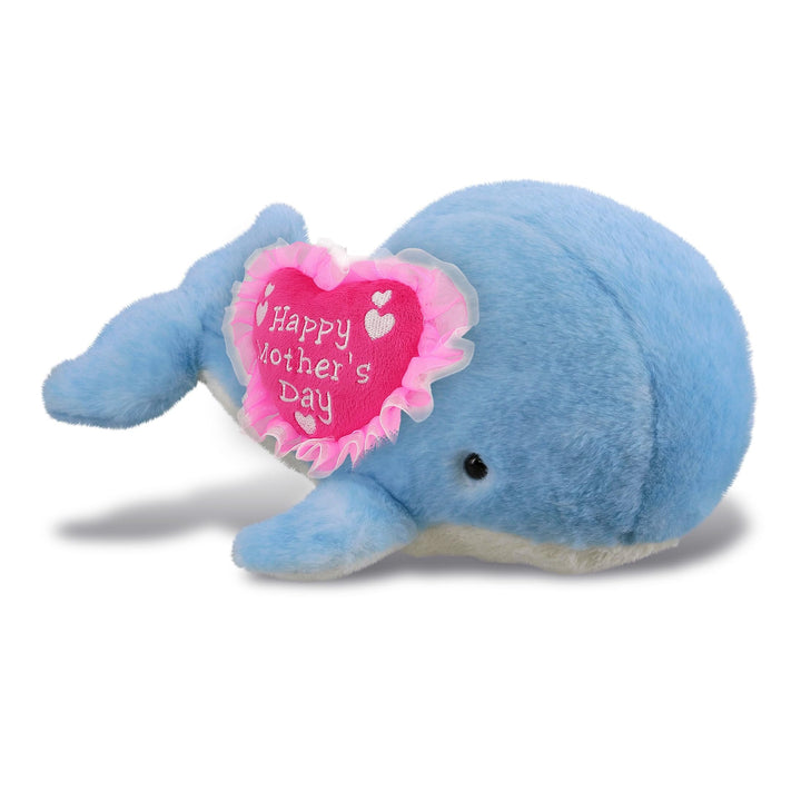 Plush Large Blue Whale with Pink Heart 13 Inches Polyester