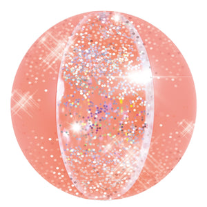 16" Salmon Pink Glitter Inflatable Beach Ball Plastic