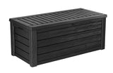 Keter Outdoor Storage Deck Box, 150 Gallon Resin Patio Bin & Bench, Solid, Dark Grey