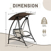 2-seat Patio Swing Chair Porch with Adjustable Canopy Brown