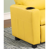 Pu Leather Kids Recliner with Cup Holder and Headrest Yellow Modern